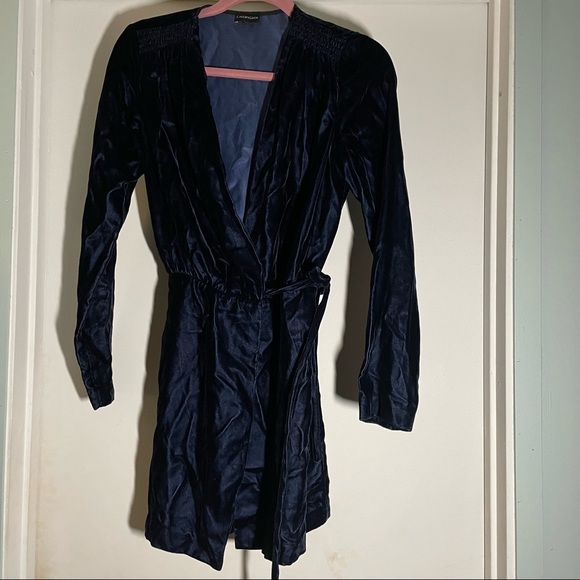 Opening Ceremony- Callipygian Navy Velvet Tie Wrap Dress XS - Picture 6 of 7